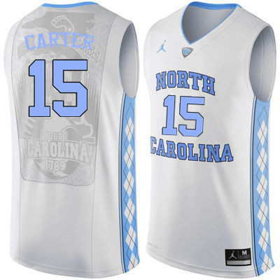 Men North Carolina Tar Heels #15 Vince Carter College Basketball Jerseys Sale-White